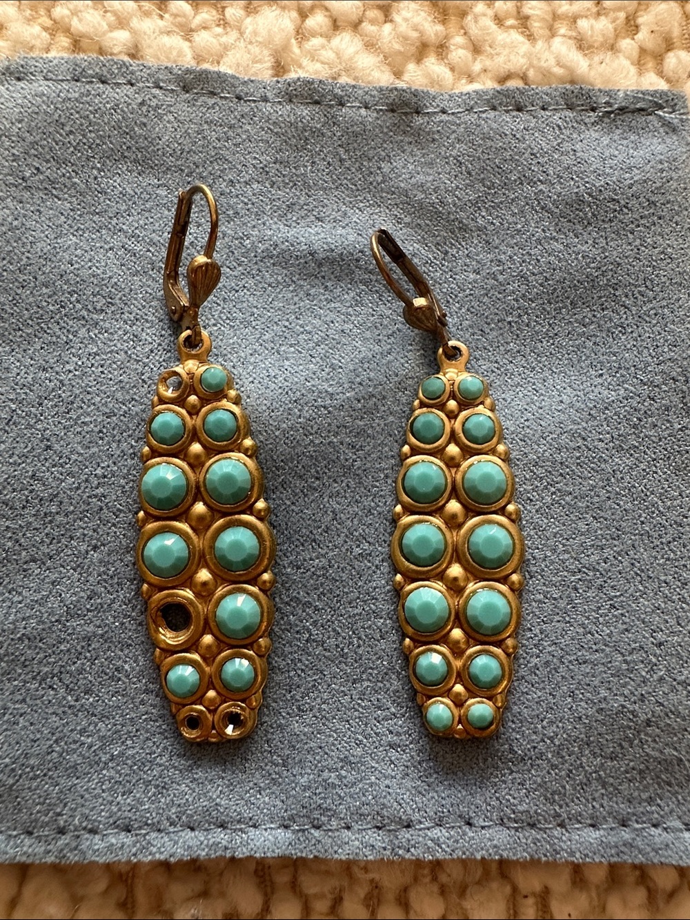 Turquoise Bead Gold-Tone Drop Earrings - Women Jewelry